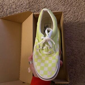 Neon Green Checkered Lace Vans